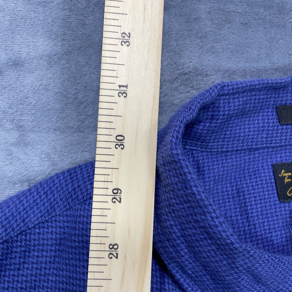 J Crew Shirt Mens XL Blue Cashmere Blend Slim Fit Long Sleeve Button Houndstooth - Picture 5 of 8